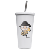 Da Oid Sinzer Musikinstrumente Edelstahl Trinkbecher mit Strohhalm 480ml Weiss Krottenkopf Front